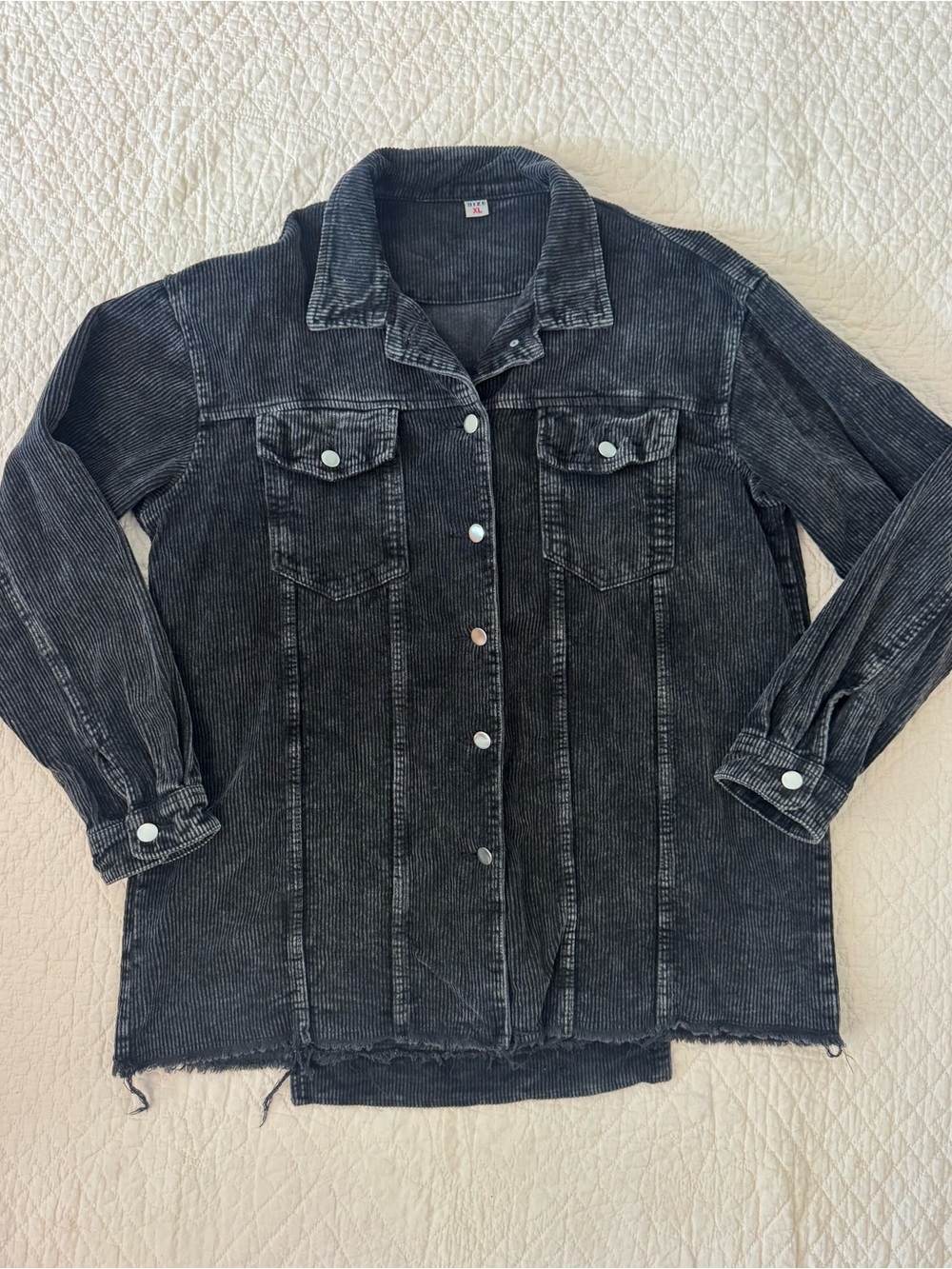 Washed Black Corduroy Jacket - Women